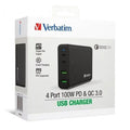 日本 Verbatim 66402 4 Port 100W PD & QC 3.0 USB充電器