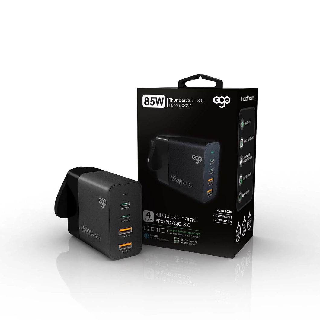 香港品牌 EGO 85W Thunder Cube 3.0 4洞 充電器